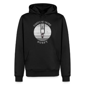 Guy surfant geire. Chemises en dialecte anversois - Sweat à capuche Premium bio Homme - noir - Devant - Nico (187cm)