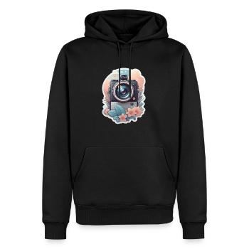 Floral Capture - Sweat à capuche Premium bio Homme - noir - Devant - Nico (187cm)