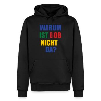warum ist bob nicht da? - Männer Premium Bio Hoodie - Schwarz - Vorne - Nico (187cm)