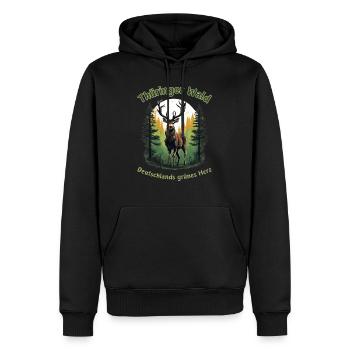 Thuringia-Germany's Green Heart Deer - Men’s Premium Organic Hoodie - black - Front - Nico (187cm)