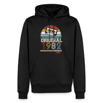 Elegant Retro Gift: 1982 Vintage - Men’s Premium Organic Hoodie - black - Front - Nico (187cm)