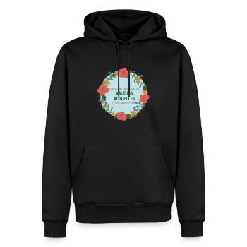 Aktuelle Werte und Handtücher - Männer Premium Bio Hoodie - Schwarz - Vorne - Nico (187cm)