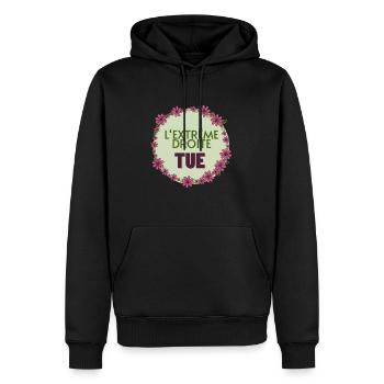 L'extrême droite tue - Sweat à capuche Premium bio Homme - noir - Devant - Nico (187cm)