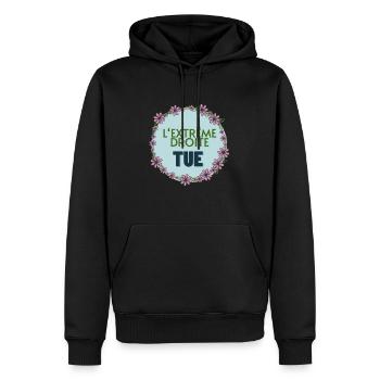L'extrême droite tue - Sweat à capuche Premium bio Homme - noir - Devant - Nico (187cm)