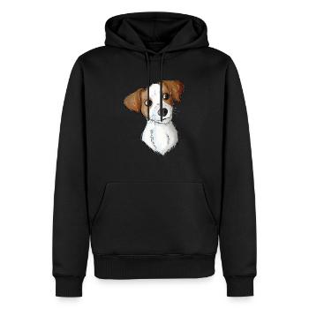 Modèle Jack Russell 2 2 - Sweat à capuche Premium bio Homme - noir - Devant - Nico (187cm)
