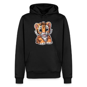 BÉBÉ TIGRE 8 - Sweat à capuche Premium bio Homme - noir - Devant - Nico (187cm)