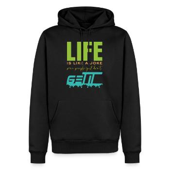 La vie est comme une blague - un dicton amusant - Sweat à capuche Premium bio Homme - noir - Devant - Nico (187cm)
