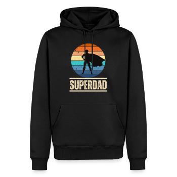 T-shirt rétro vintage « Superdad » - Sweat à capuche Premium bio Homme - noir - Devant - Nico (187cm)