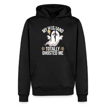 Quirky Ghost Husband Totally Ghosted Me Design - Men’s Premium Organic Hoodie - black - Front - Nico (187cm)