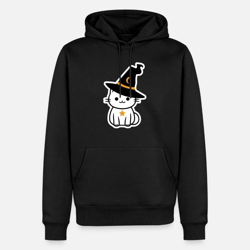 Chat sorcière d'halloween - Sweat à capuche Premium bio Homme - noir