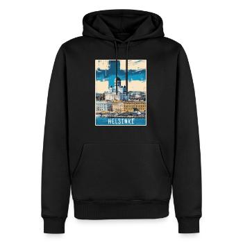 Helsinki Malerei - Männer Premium Bio Hoodie - Schwarz - Vorne - Nico (187cm)