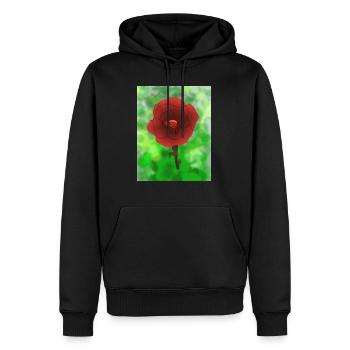 Design numérique fleur rouge et motif nature - Sweat à capuche Premium bio Homme - noir - Devant - Nico (187cm)