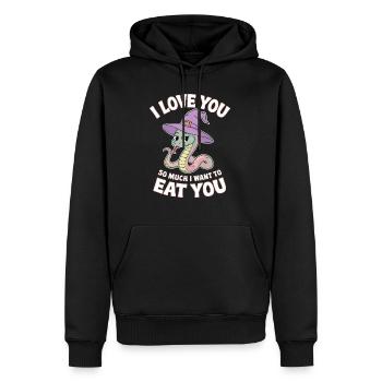 Serpent Sorcier Amoureux - Sweat à capuche Premium bio Homme - noir - Devant - Nico (187cm)
