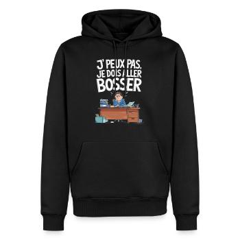 Je peux pas je dois aller bosser - Sweat à capuche Premium bio Homme - noir - Devant - Nico (187cm)