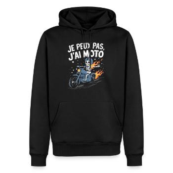 J'peux pas j'ai moto - Sweat à capuche Premium bio Homme - noir - Devant - Nico (187cm)