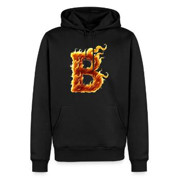 Letter B Flames - Men’s Premium Organic Hoodie - black - Front - Nico (187cm)