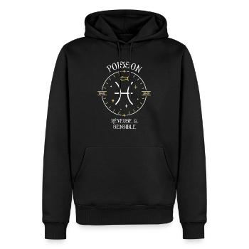 Du signe du Poisson - Rêveuse et sensible - Sweat à capuche Premium bio Homme - noir - Devant - Nico (187cm)