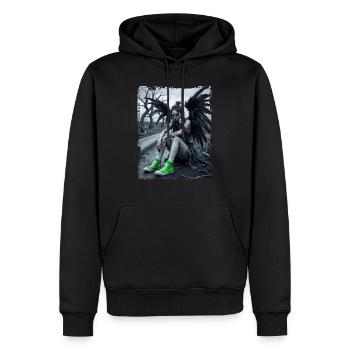 Gefallener Engel mit Gasmaske - Männer Premium Bio Hoodie - Schwarz - Vorne - Nico (187cm)