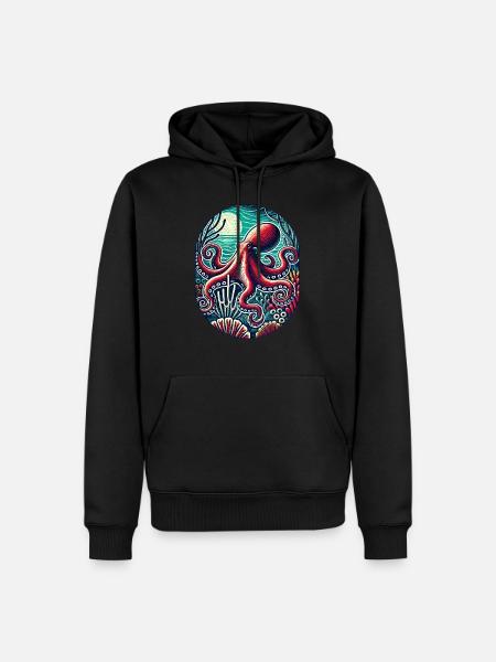 Pieuvre - Sweat à capuche Premium bio Homme - noir