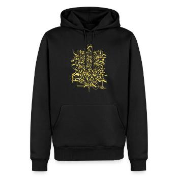 Calligraffiti Yellow Lines – Urban Shirt Design - Männer Premium Bio Hoodie - Schwarz - Vorne - Nico (187cm)