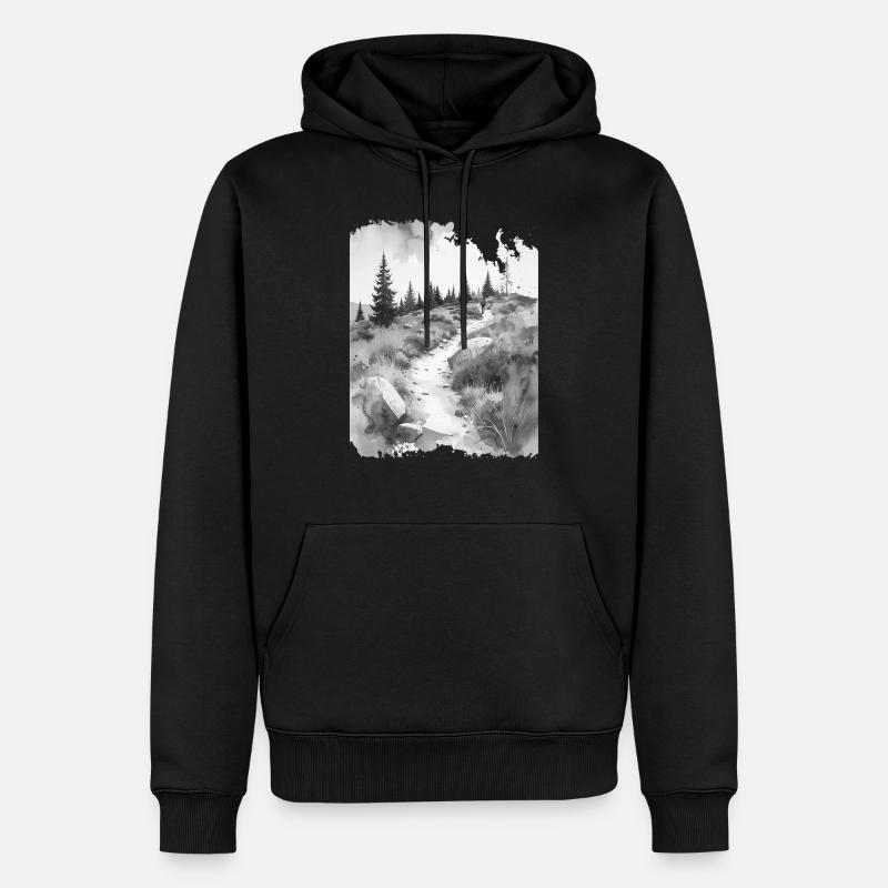 Wanderpfad greysplash - Männer Premium Bio Hoodie - Schwarz