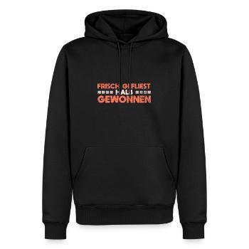 Frisch Gefliest, Halb Gewonnen. - Männer Premium Bio Hoodie - Schwarz - Vorne - Nico (187cm)