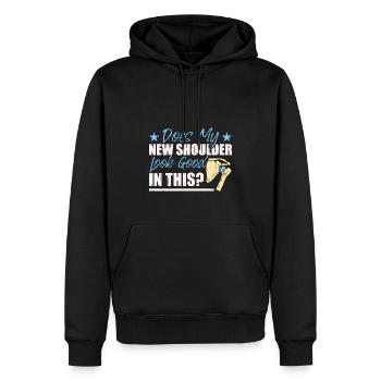Lustige Schulter-Erholung - Männer Premium Bio Hoodie - Schwarz - Vorne - Nico (187cm)