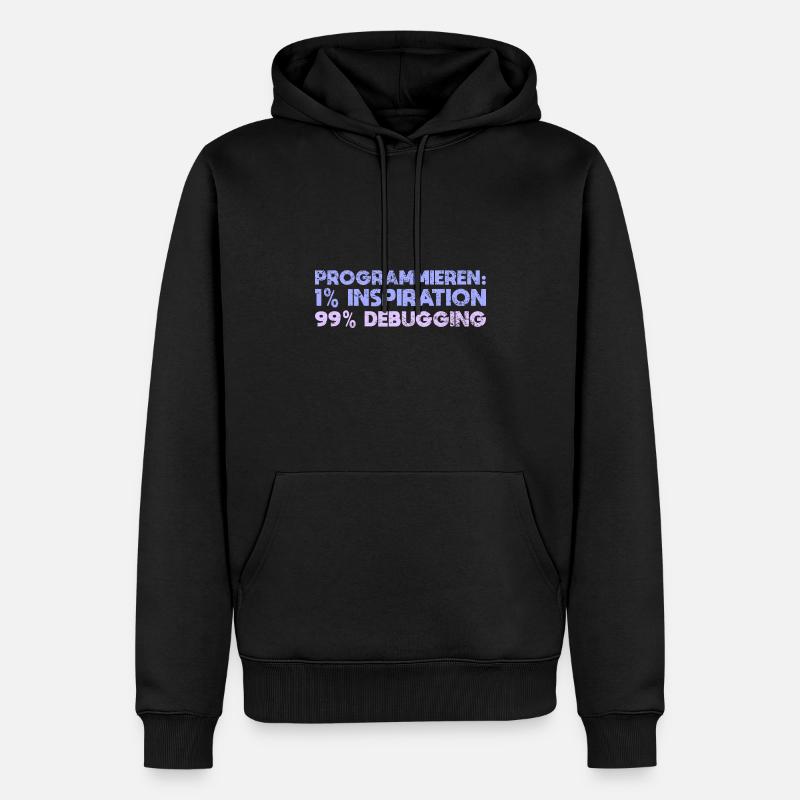 Programmieren: 1% Inspiration, 99% Debugging - Männer Premium Bio Hoodie - Schwarz