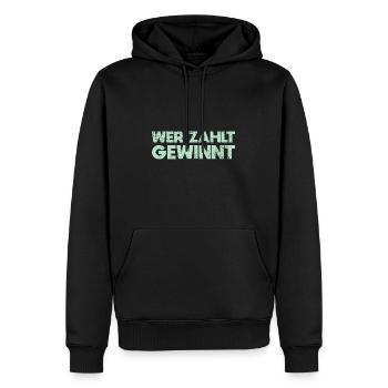 Wer Zahlt, Gewinnt - Männer Premium Bio Hoodie - Schwarz - Vorne - Nico (187cm)