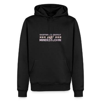 Shopping-Therapeut Auf Mindestlohn - Männer Premium Bio Hoodie - Schwarz - Vorne - Nico (187cm)