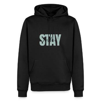 Stay Positive Light Aqua Cute - Men’s Premium Organic Hoodie - black - Front - Nico (187cm)