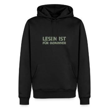 Lesen Ist Für Gewinner - Männer Premium Bio Hoodie - Schwarz - Vorne - Nico (187cm)