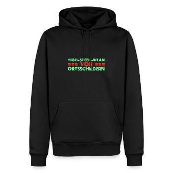 High-Speed-WLAN Vor Ortsschildern - Männer Premium Bio Hoodie - Schwarz - Vorne - Nico (187cm)