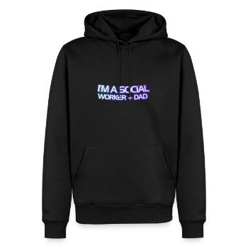 Je suis travailleur social et papa - Sweat à capuche Premium bio Homme - noir - Devant - Nico (187cm)