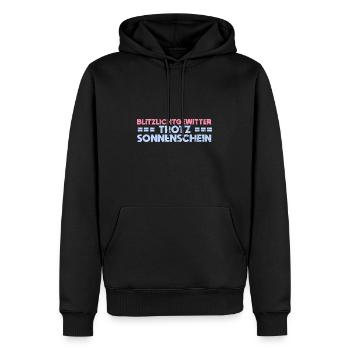Blitzlichtgewitter - Trotz Sonnenschein - Männer Premium Bio Hoodie - Schwarz - Vorne - Nico (187cm)