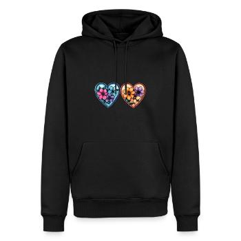 Herzen Liebe Blumen - Männer Premium Bio Hoodie - Schwarz - Vorne - Nico (187cm)