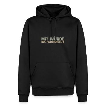 Mit Würde Ins Fadenkreuz - Männer Premium Bio Hoodie - Schwarz - Vorne - Nico (187cm)