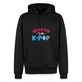 K-Pop | Herz-Hand-Symbol - Männer Premium Bio Hoodie - Schwarz - Vorne - Nico (187cm)