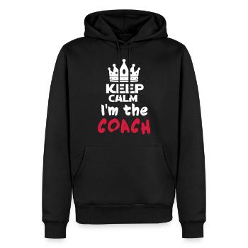 I'm the coach - Sweat à capuche Premium bio Homme - noir - Devant - Nico (187cm)