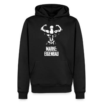 bodybuilding man - Männer Premium Bio Hoodie - Schwarz - Vorne - Nico (187cm)