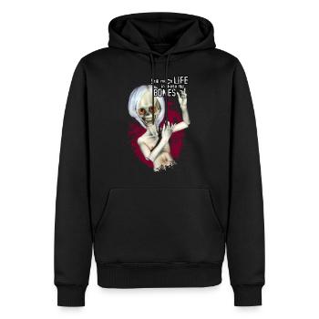 Morty, der fröhliche Knochenmann - Männer Premium Bio Hoodie - Schwarz - Vorne - Nico (187cm)