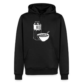Dice Krispies - Weiß - Männer Premium Bio Hoodie - Schwarz - Vorne - Nico (187cm)
