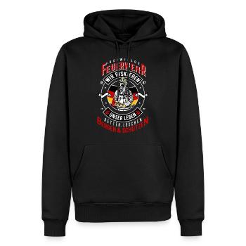 Pompier volontaire pompier - Sweat à capuche Premium bio Homme - noir - Devant - Nico (187cm)