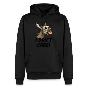 Ane "I don't care!" (texte noir) - Sweat à capuche Premium bio Homme - noir - Devant - Nico (187cm)
