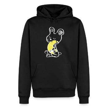 Teddy and moon night design - Men’s Premium Organic Hoodie - black - Front - Nico (187cm)