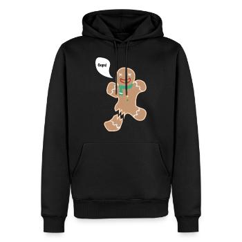 Bonhomme en pain d'épice - jambe cassée. - Sweat à capuche Premium bio Homme - noir - Devant - Nico (187cm)