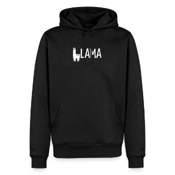 Lama - Men’s Premium Organic Hoodie - black - Front - Nico (187cm)