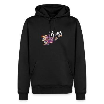 guitare blues - Sweat à capuche Premium bio Homme - noir - Devant - Nico (187cm)