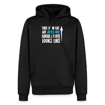 handball - Sweat à capuche Premium bio Homme - noir - Devant - Nico (187cm)