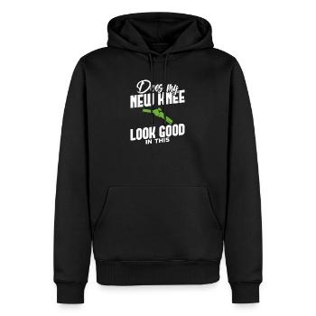 Knee Replacement Post New Knee Surgery Gift - Men’s Premium Organic Hoodie - black - Front - Nico (187cm)